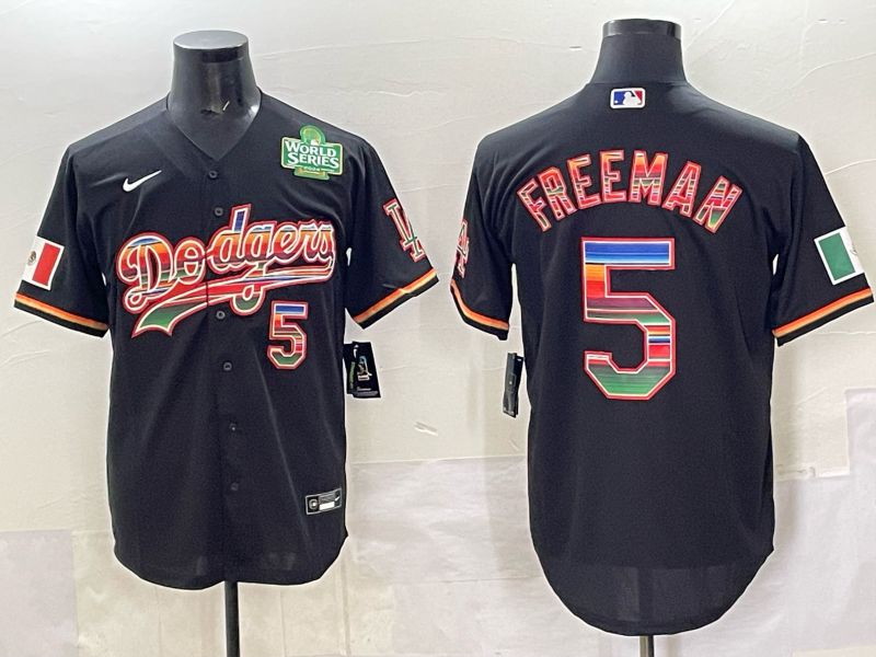 Men 2025 Los Angeles Dodgers #5 Freeman Black Nike MLB Jersey style 004->los angeles dodgers->MLB Jersey